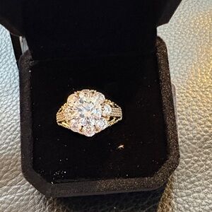 Stunning 14kt Plated Gold 2 Ct Simulated Diamonds Luxury Ring